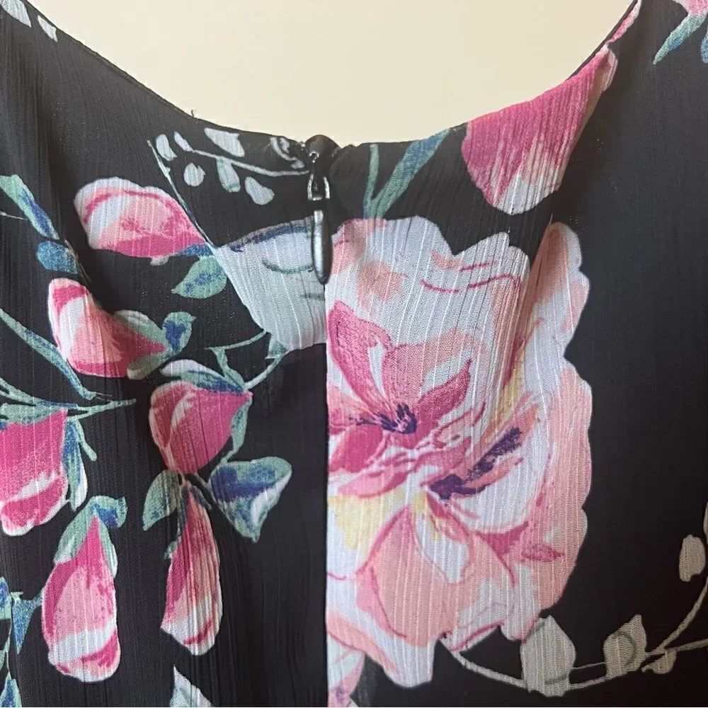 CONNECTED APPAREL Wedding Guest Knee-Length Shift Dress, Size 6 Black Floral